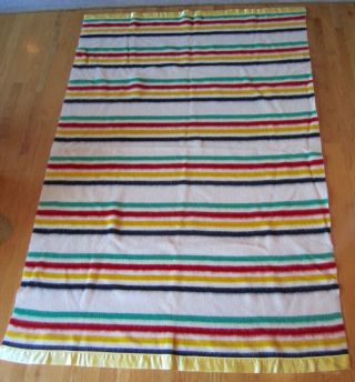 Vintage Wool Striped Blanket Throw Similar To Pendleton Hudson Bay 60 " X 89 "