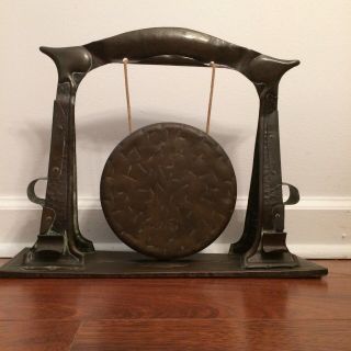 Antique Arts & Crafts Hammered Copper Dinner Gong