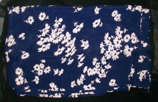 Vintage 30s 40s Navy Blue & White Floral Slinky Rayon Dress Fabric 3.  5 Yards