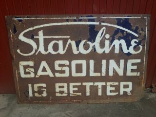 Vintage Staroline Gasoline Sign,  From Ann Arbor,  Mi Gas Station 6’ X 4’ White Star