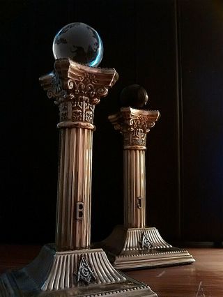 Masonic Vintage Brass Pillars at the Porchway or Entrance to King SolomonsTemple 2