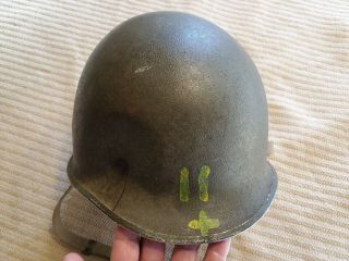 U.  S.  M1 Helmet WWII - A Casualty of War - Very Rare and Unusual Find 2