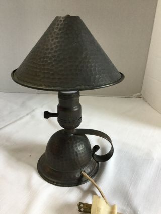 Vintage Hammered Copper Bedside Table Lamp Arts & Crafts Mcm Leviton