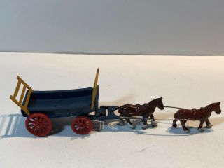 Moko Toys Farmette Series No.  2 Farm Wagon And Two Horses Made In England
