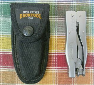 Vintage Buck Knife Bucktool Model 360 Multitool With Belt Strap Case - Usa