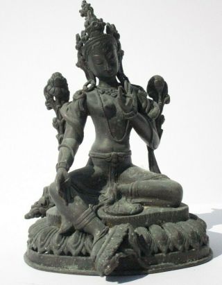 Vintage Buddhist Bronze Metal Sculpture Icon Nepal Tibet Hindu Temple Idol