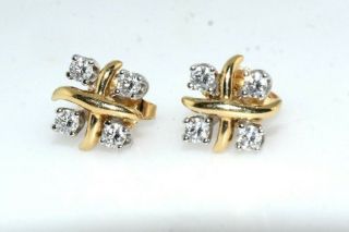 Tiffany & Co Schlumberger 18k Gold 950 Platinum Diamond Lynn Earrings