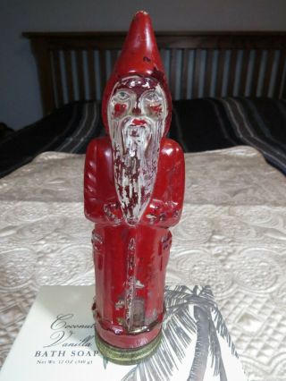 Vintage Rare Antique Santa Claus Tall Glass Candy Container Figural Figurine