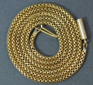 Antique 9ct Rose Gold 17 1/2 " Long Box Snake Link Necklace Chain T0629