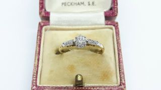 Vintage 18ct Gold And Platinum 0.  20ct Old European Cut Diamond Solitaire Ring