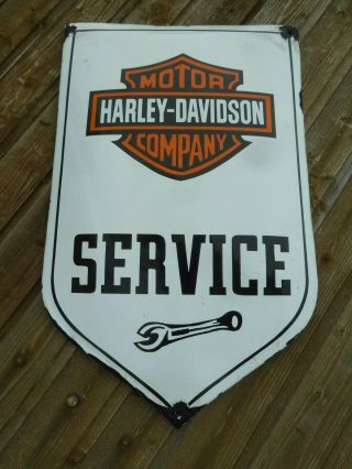 Harley Davidson Porcelain Sign Vintage Motorcycle Advertising 24 " Domed Biker