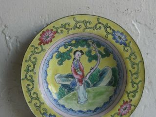 Fine Old Antique Chinese Cantonese Cloisonne Enamel over Brass Bowl Dish SIGNED 2