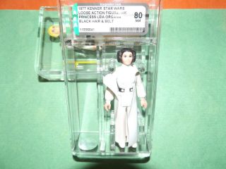Vintage 1977 Star Wars Princess Leia Organa Black - Hair,  Gun,  Belt Variant Afa 80
