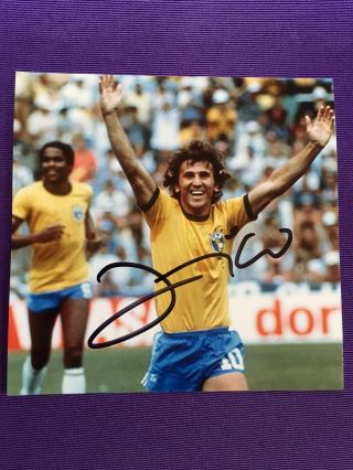 Zico Hand Signed Autograph Photo Offers Welcome Brazil Footballer