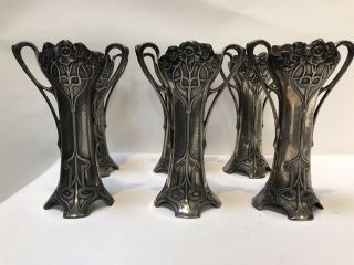 Six Wmf Silver Plate Art Nouveau Posy Vases Jugendstil Secessionist