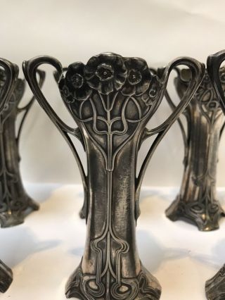Six WMF Silver Plate Art Nouveau Posy vases Jugendstil Secessionist 3