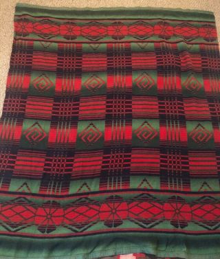 Vtg Camp Blanket Beacon Wool Cotton 40s 50s Green Red