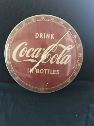 Vintage Round Coca Cola Button Thermometer