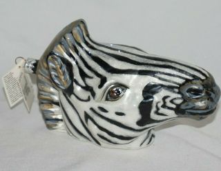 Slavic Treasures Zebra Head Ornament Collectible Brown Glass 98 - 028 - B