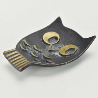 Walter Bosse Cast Brass or Bronze Figural Owl Pin Dish / Ashtray Mid Century 2