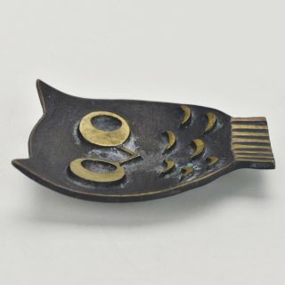 Walter Bosse Cast Brass or Bronze Figural Owl Pin Dish / Ashtray Mid Century 3