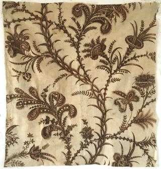 Early 19th C.  French Exotic Cotton Floral Toile Fabric (2905)