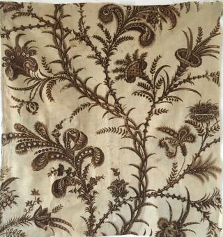 Early 19th C.  French Exotic Cotton Floral Toile Fabric (2905) 2