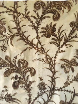 Early 19th C.  French Exotic Cotton Floral Toile Fabric (2905) 3