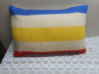 Vintage Hudson Bay Style Blanket Pillow Wool Feather Down Insert Rectangle