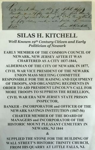 Civil War Trinity Church Ny Politician Banker Newark Nj Document Signed 1859 Vf