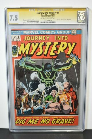 Journey Into Mystery 1 1972 Cgc Grade 7.  5 Signature Series Signed By Starlin