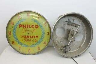 Vintage Advertising Philco Radio Bubble Glass Clock Dealer 1