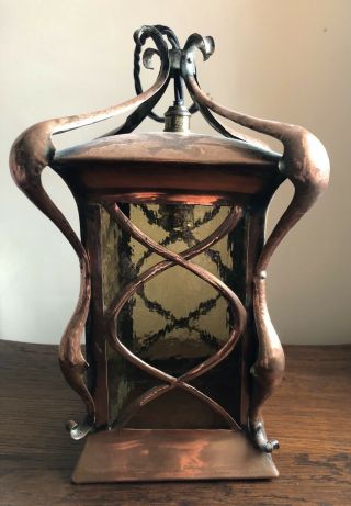 Arts And Crafts / Art Nouveau Copper Lantern / Light / Lamp