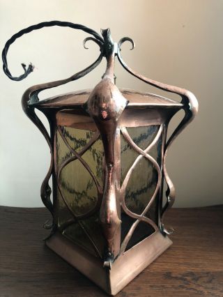Arts And Crafts / Art Nouveau Copper Lantern / Light / Lamp 3