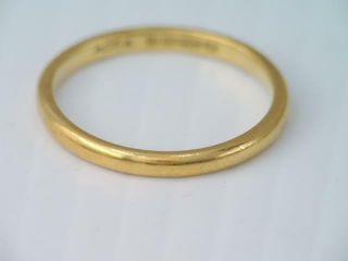 Vintage 1950 London Solid 22k Gold Wedding Band Ring Hallmarked Sz 6 1/4