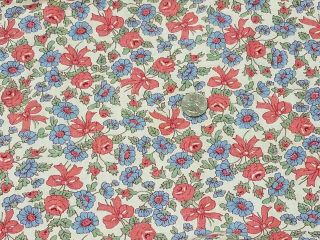 Vintage Full Feedsack: Blue And Pink Flowers With Bows