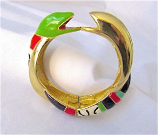 Niki De Saint Phalle Enamel Snakes Bangle Cuff Bracelet Rare 1980s Highly Sought