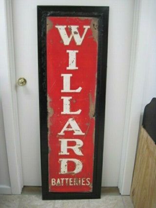 Rare Vintage 1953 Willard Batteries Metal Sign 60 " X 18 " Displays Great