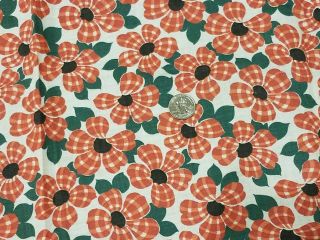 Vintage Full Feedsack: Red And White Gingham Flowers