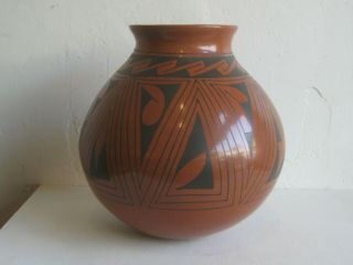 Vtg Mata Ortiz Luis Ortiz Art Pottery Olla Geometric Design Vase Pot Vessel Big