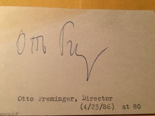 Otto Preminger Autograph,  Dir.  “stalag 17”
