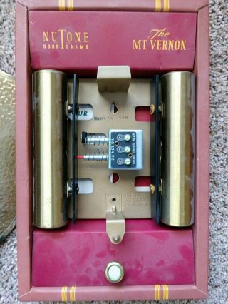 Vintage 50 ' s NuTone K - 20 style MT VERNON brass DOORBELL DOOR CHIME 3