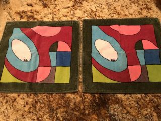Emilio Pucci 2 Wash Cloth Cloths Made In Italy Lord & Taylor Vintage Springmaid