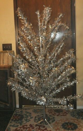 Mirro Vintage 6 1/2 Ft Aluminum Christmas Tree Complete With 54 Branches