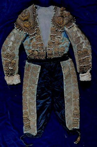 Antique Ornate Bejewelled,  Gold Bullion Work On Silk,  Matador Outfit