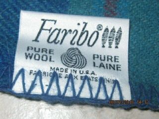 Awesome Vintage Faribo Blue Plaid Wool Blanket King 94x89 Vgc