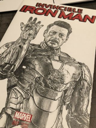 Invincible Iron Man 1 Art Sketch Cover by Thad Rhodes 2