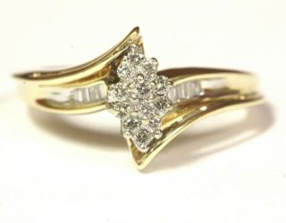 10k Yellow Gold Diamond.  20ct I1h Round Cluster Ring 3.  3g Estate Vintage Antique