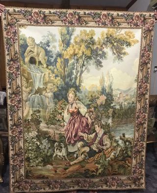 Antique French Wall Hanging Tapestry - 124 X 158 Cm