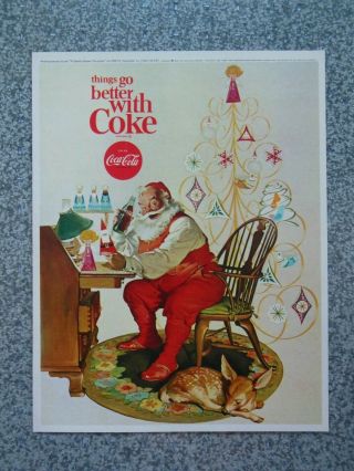 Vintage 1966 Coca Cola Coke Santa Christmas Advertisement